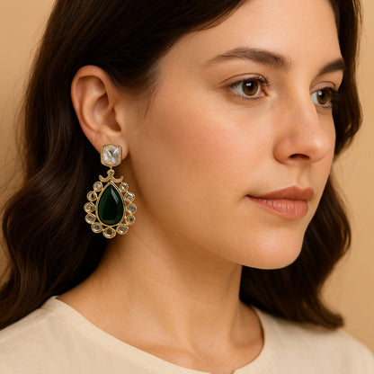 Gold Plated Green Topaz Earrings