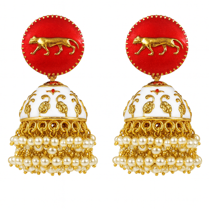 Gold Plated Enamel Jhumki Earrings