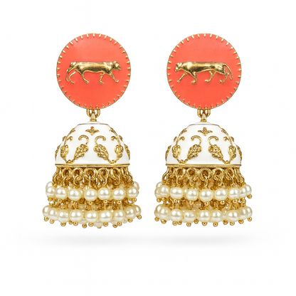 Gold Plated Enamel Jhumki Earrings