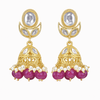 Gold Plated Kundan Jhumki Earrings