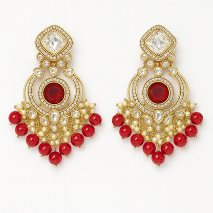 Gold Plated Red Chandbali