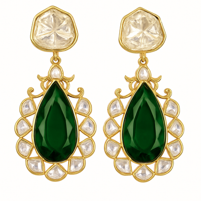 Gold Plated Green Topaz Earrings