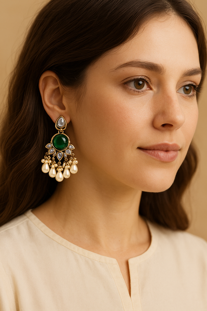 Gold Plated Emerald Earrings