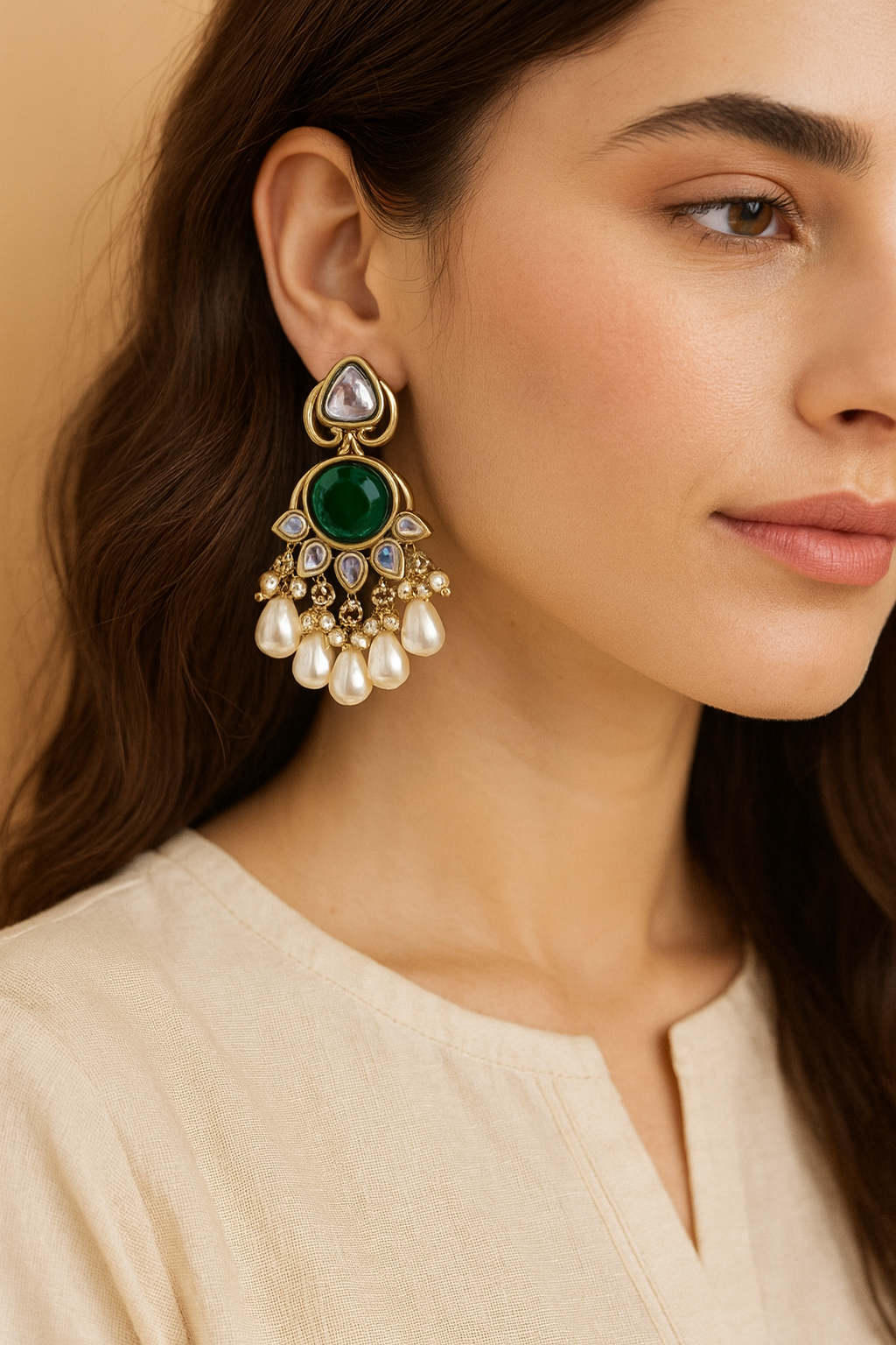 Gold Plated Emerald Earrings