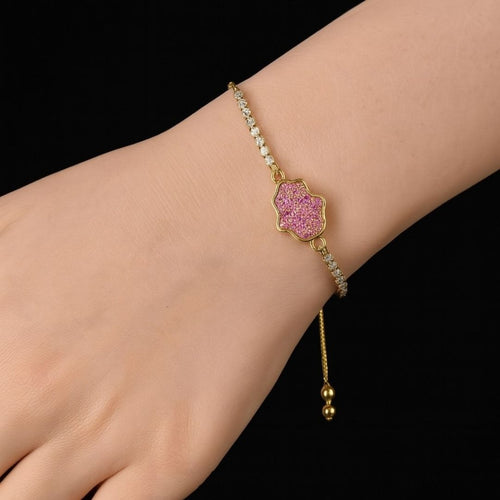 Dazzling Gold-Plated Hamsa Bracelet