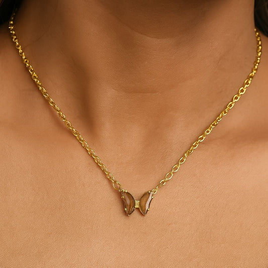 Gold‑Plated Butterfly Charm Pendant Chain