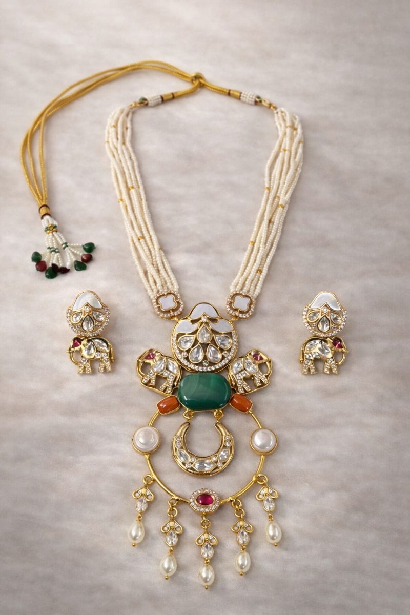 Gold Plated Kundan & Semi Cultured Pearl Choker Set