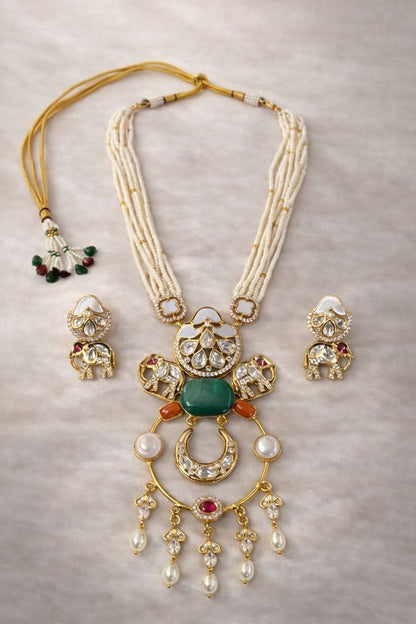 Gold Plated Kundan & Semi Cultured Pearl Choker Set