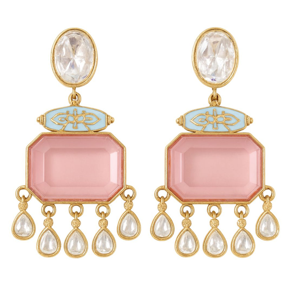 Gold Plated Meenakari Drop Earrings