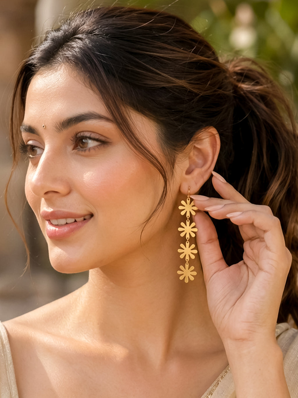 Gold Plated Snowflake Earrings