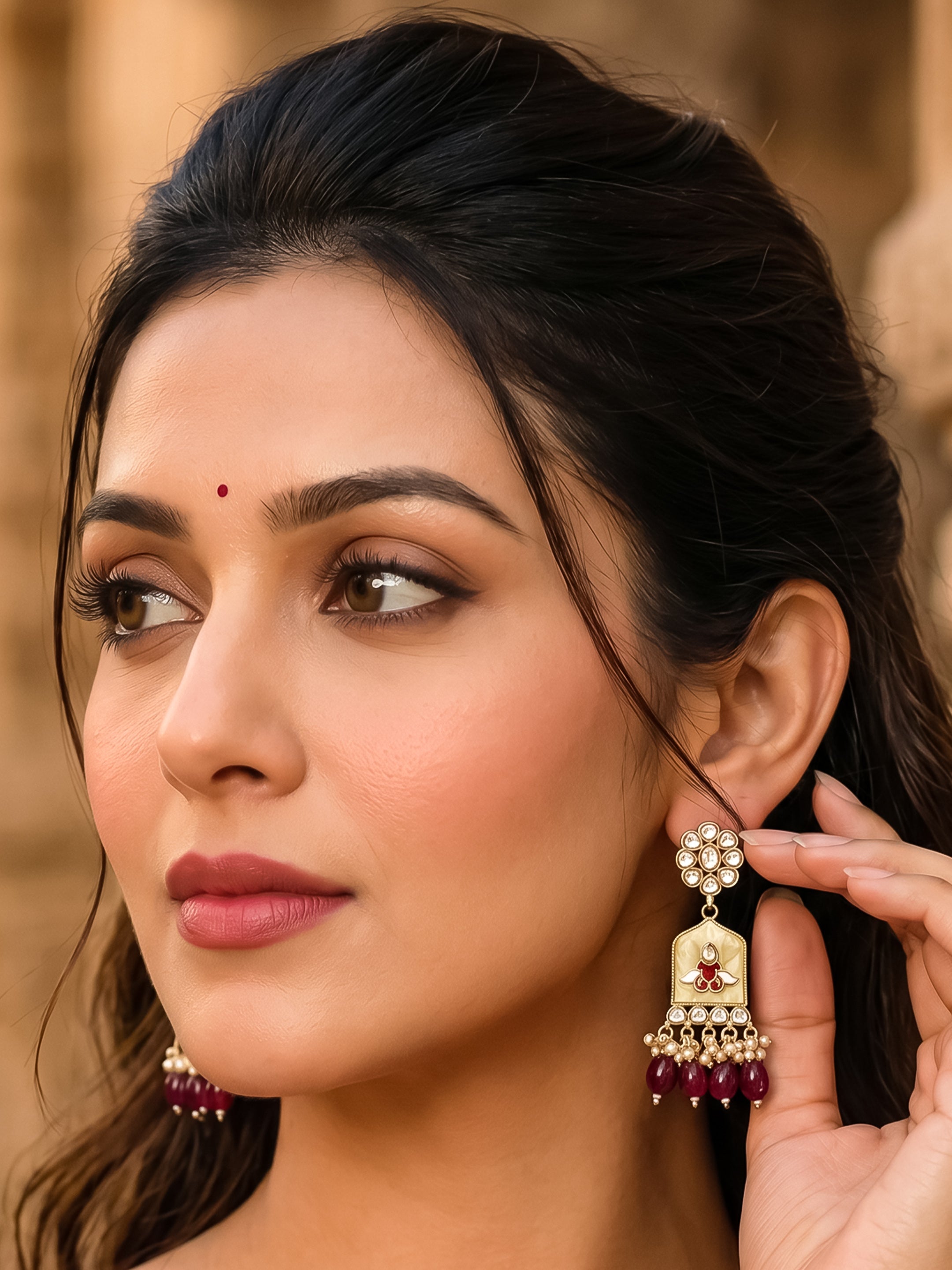 Gold Plated Kundan Earrings