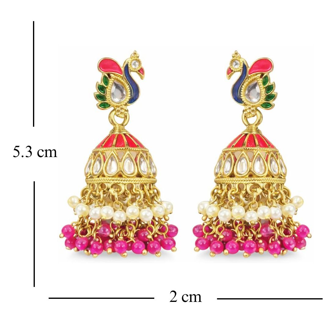 Gold-Plated Peacock Kundan Earrings
