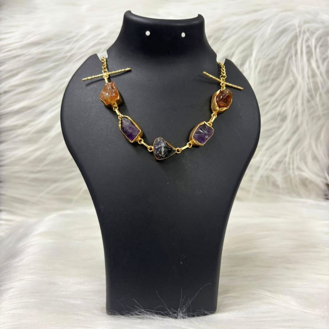 Gold Plated Semi Precious Stones Choker