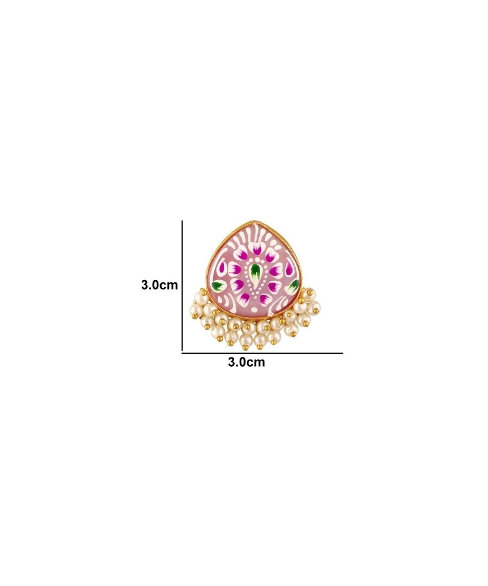 Gold Plated Hand-Painted Stud Earrings