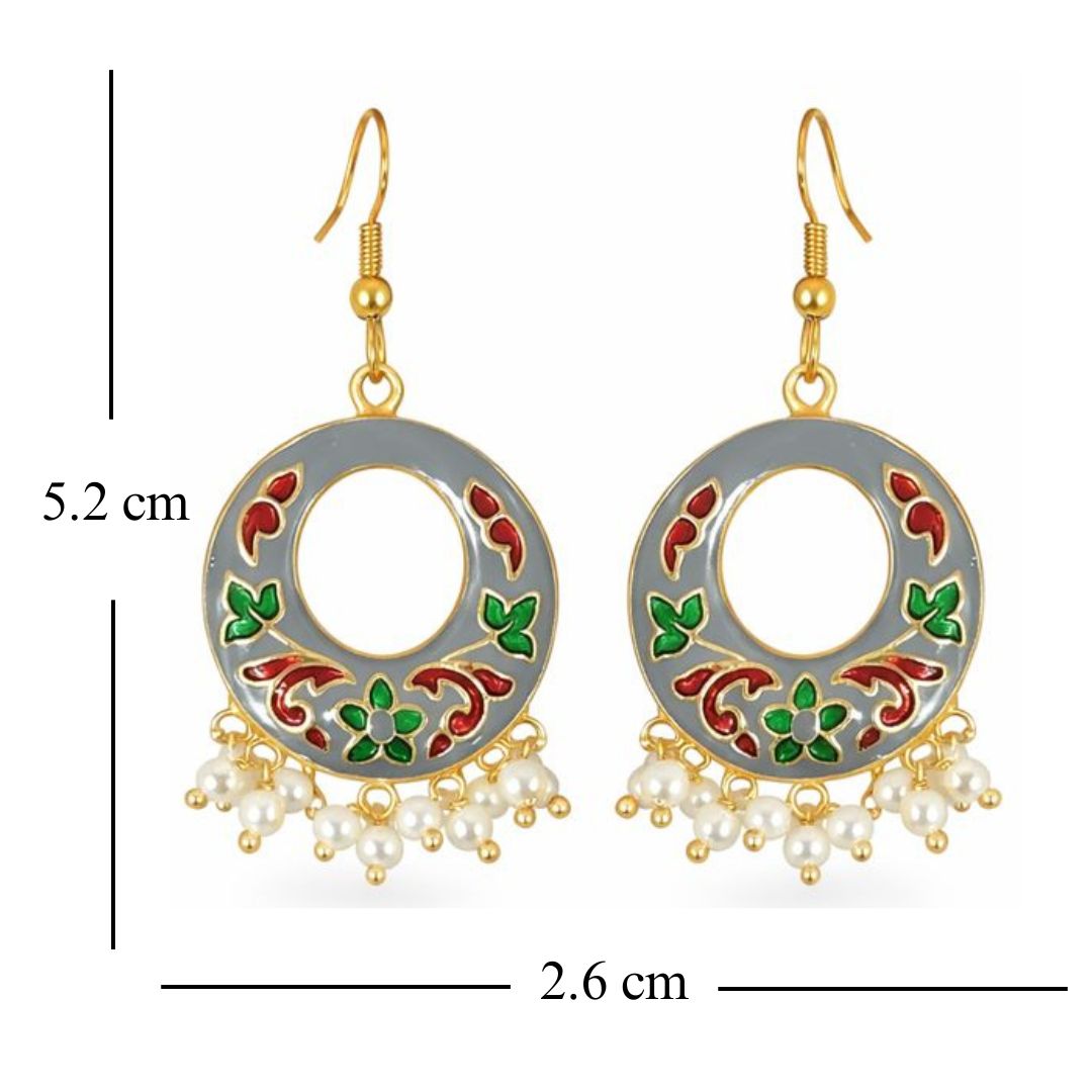 Gold-Plated Enamel Pearl Earrings