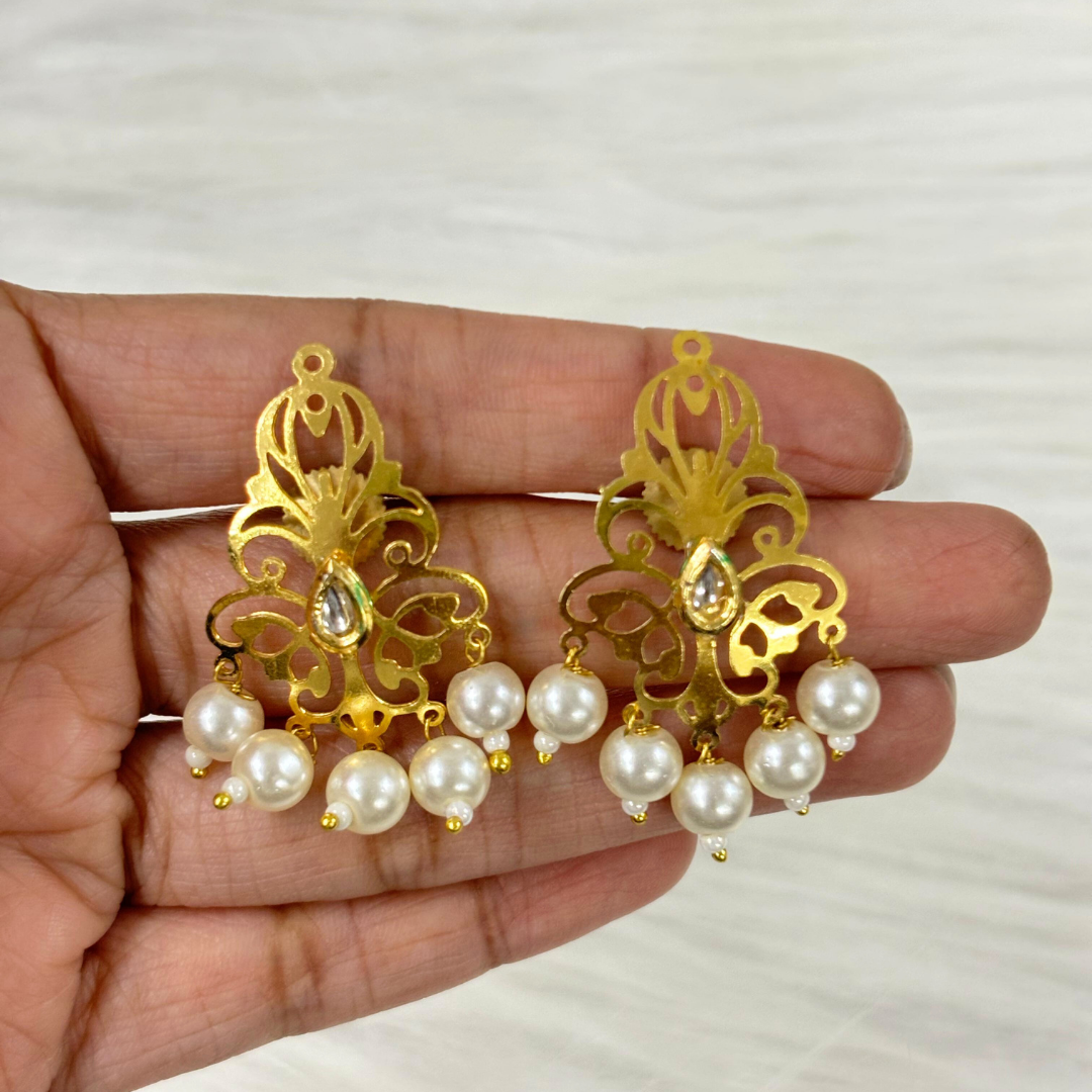 BDiva 18k Gold Plated Pearl Drop Lightweight Earrings