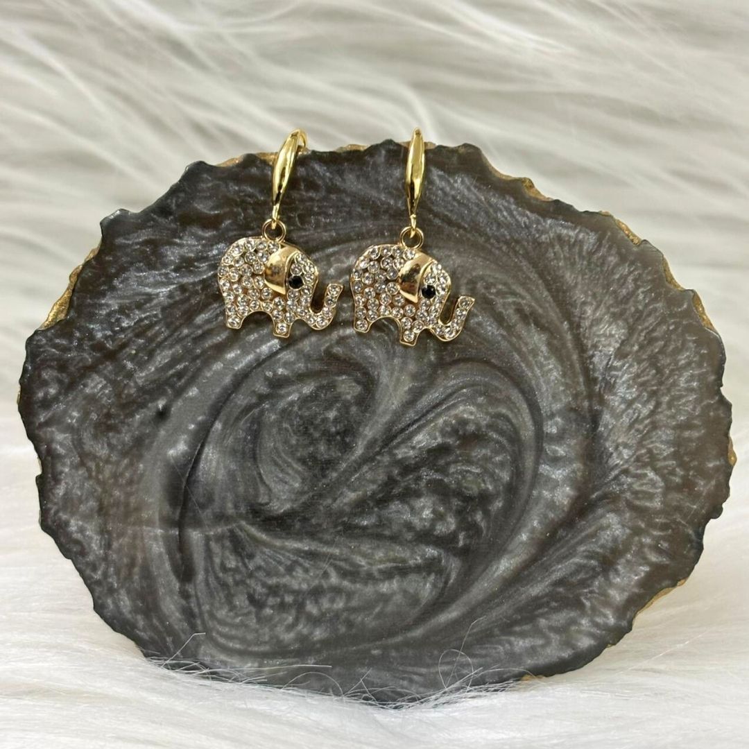 Elephant Charm Evil Eye Drop Earrings