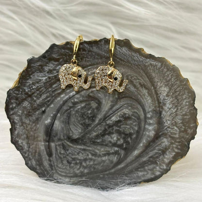 Elephant Charm Evil Eye Drop Earrings