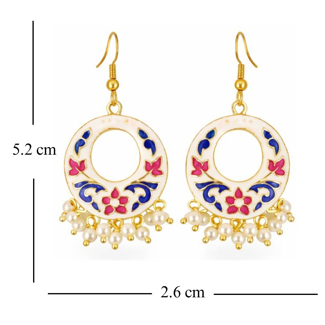 Gold-Plated Enamel Pearl Earrings