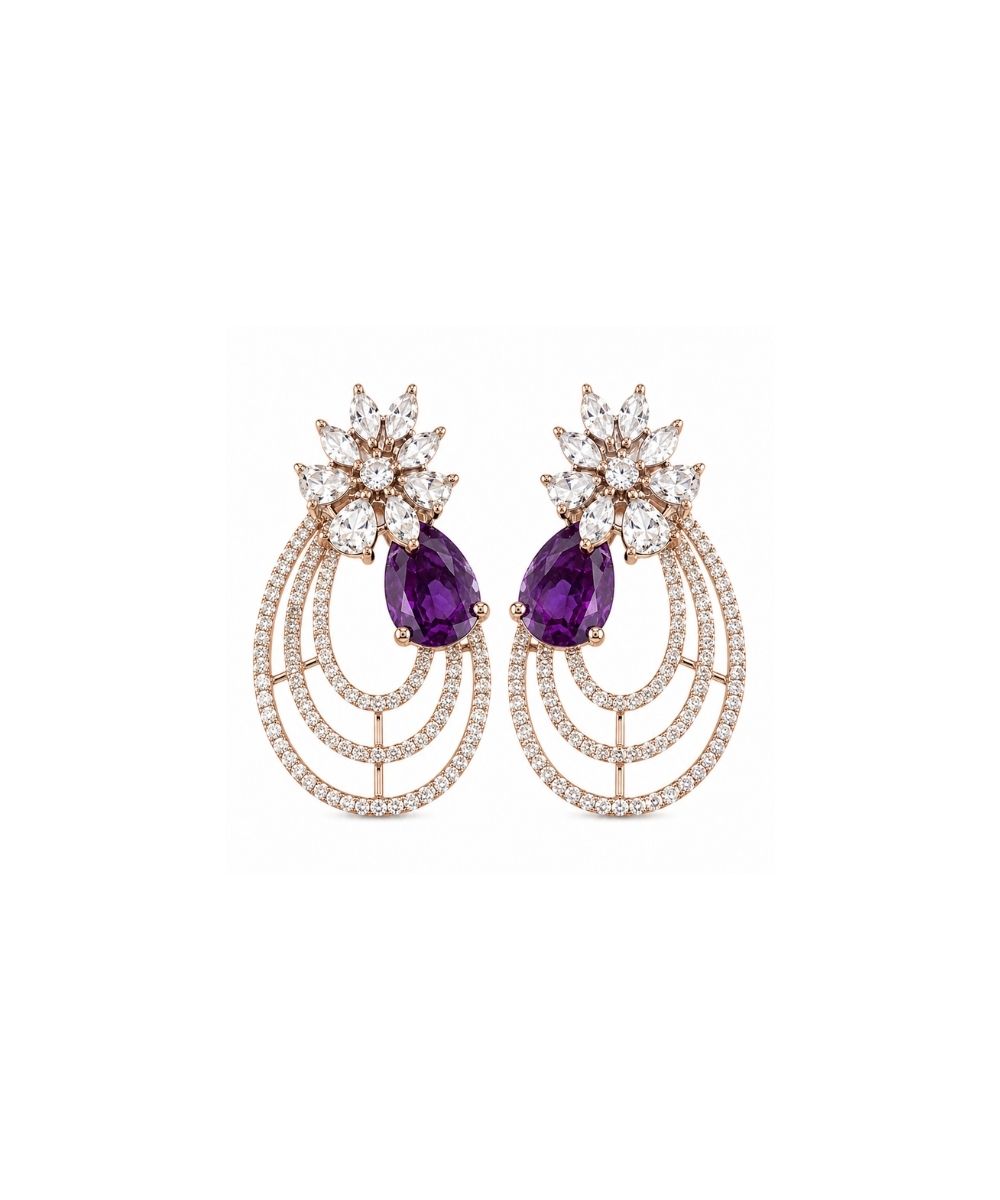 Rhodium Plated Cubic Zirconia Earring