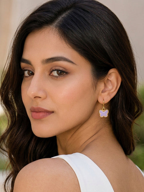 Bloom Gold-Plated Pink Cubic Zirconia Butterfly Drop Earrings