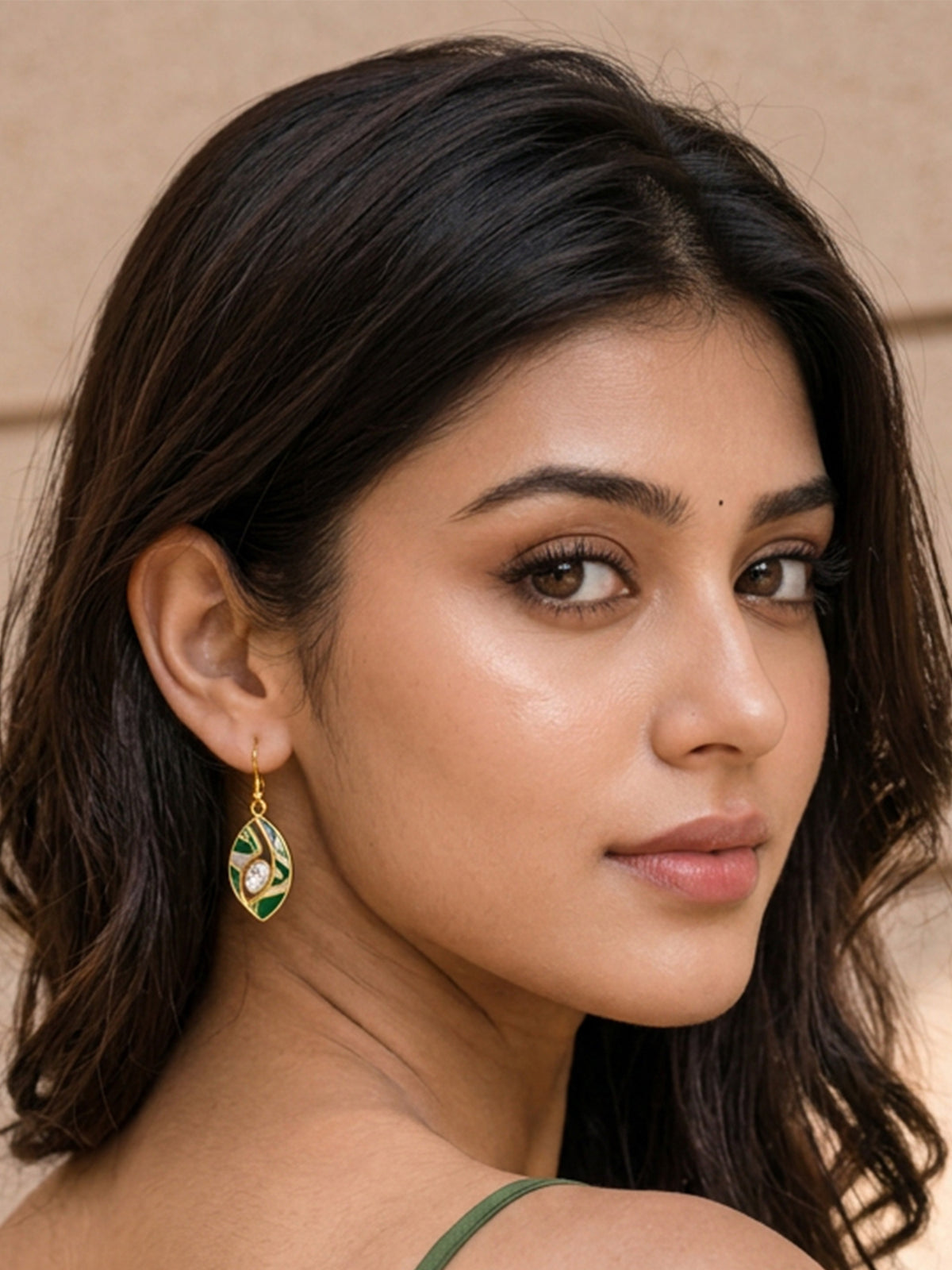 Gold-Plated Kundan Drop Earrings