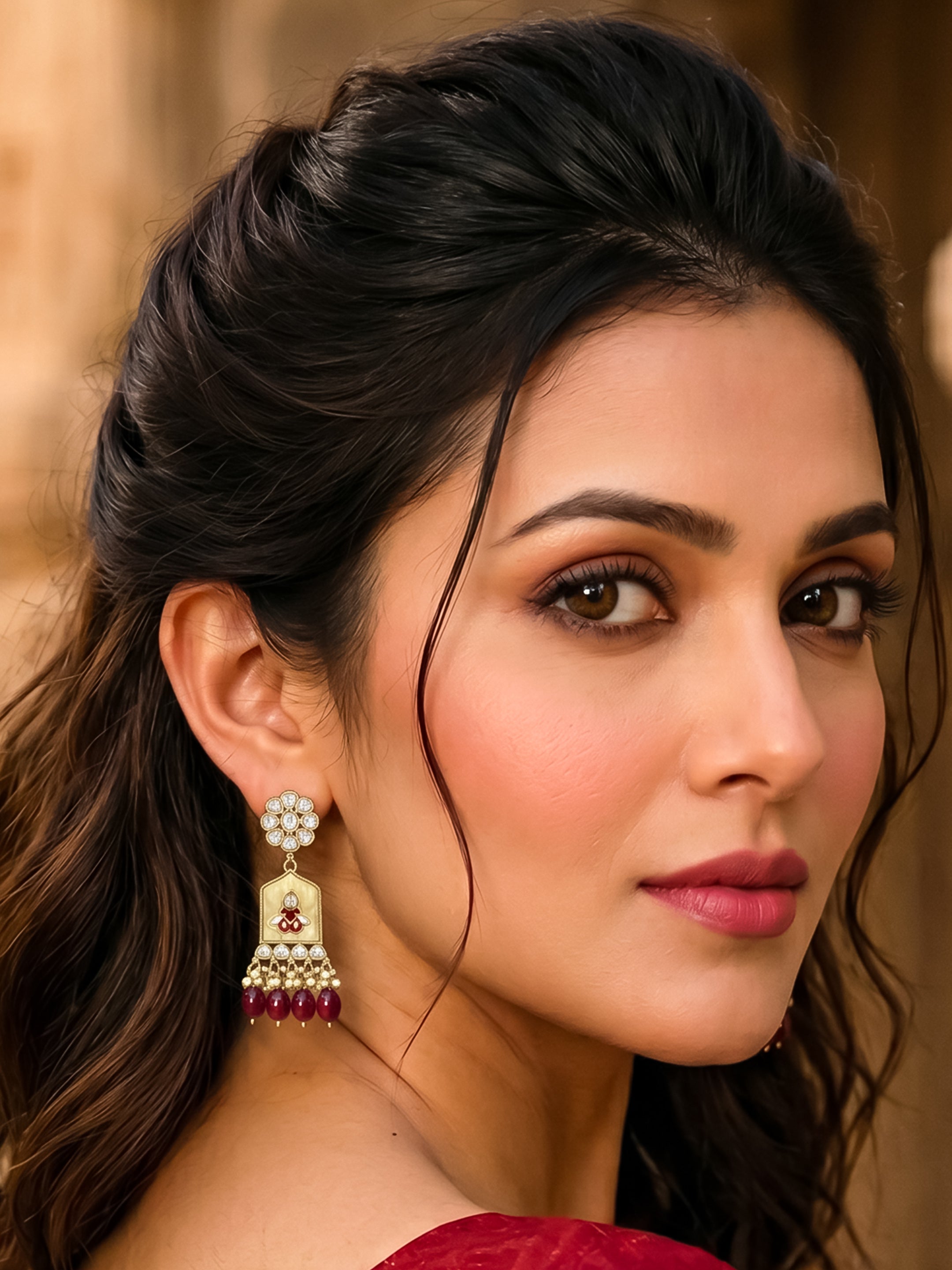 Gold Plated Kundan Earrings