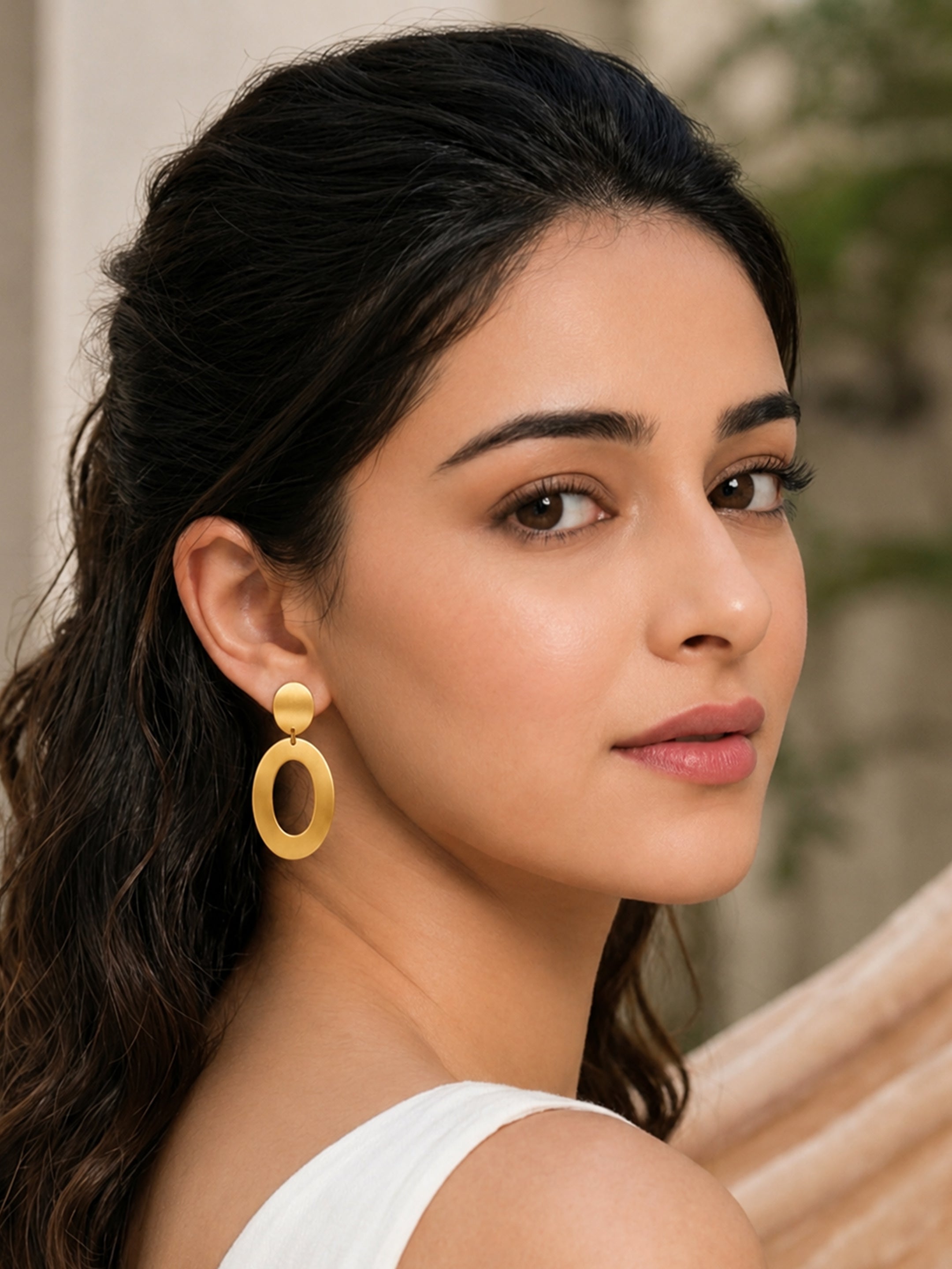 Gold Plated Double Oval Earrings