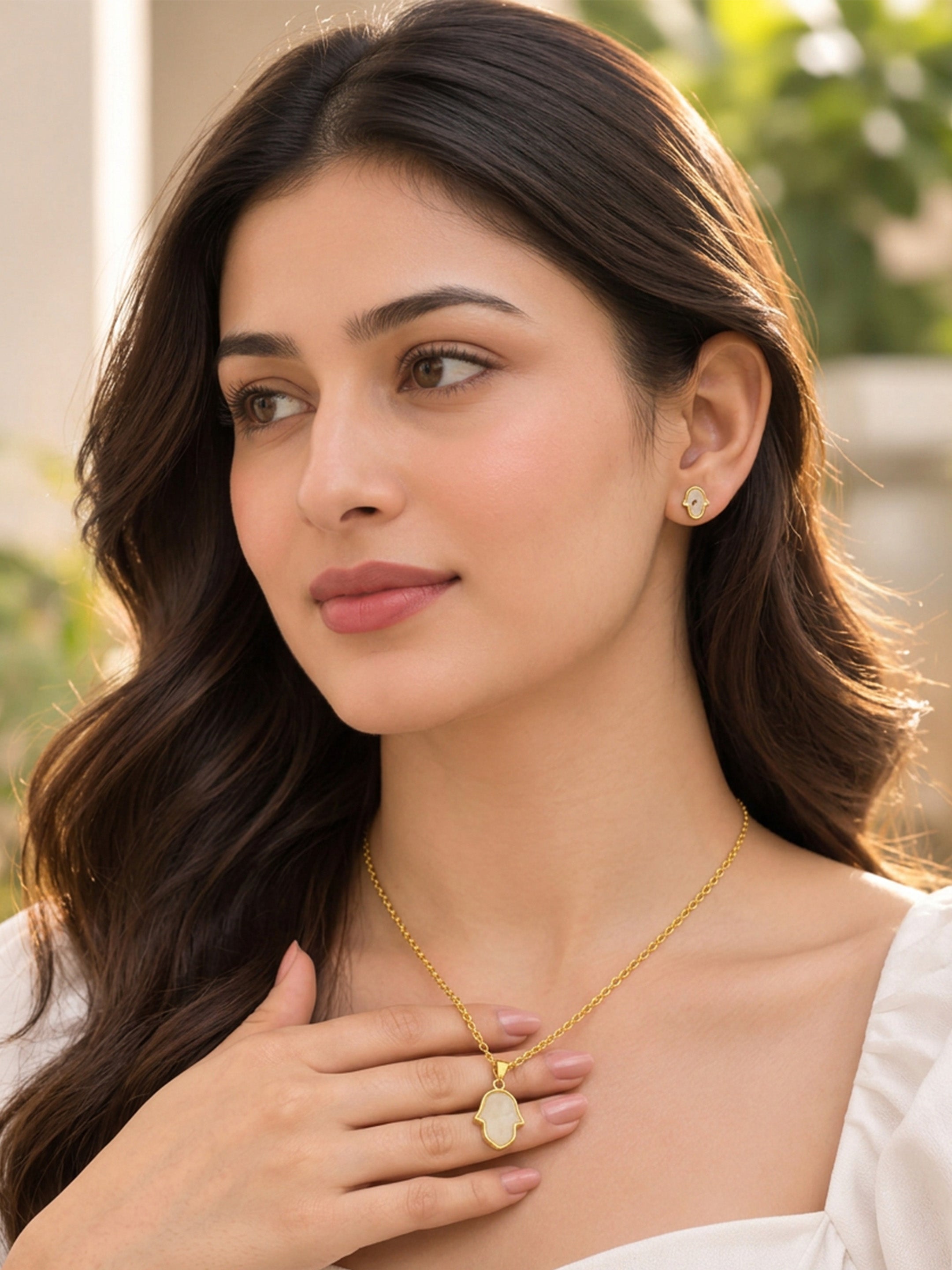 Gold‑Plated Hamsa Charm Pendant Chain