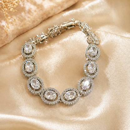 Rhodium Plated Cubic Zirconia Tennis Bracelet