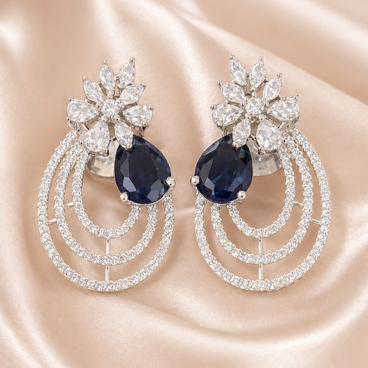 Rhodium Plated Cubic Zirconia Earring