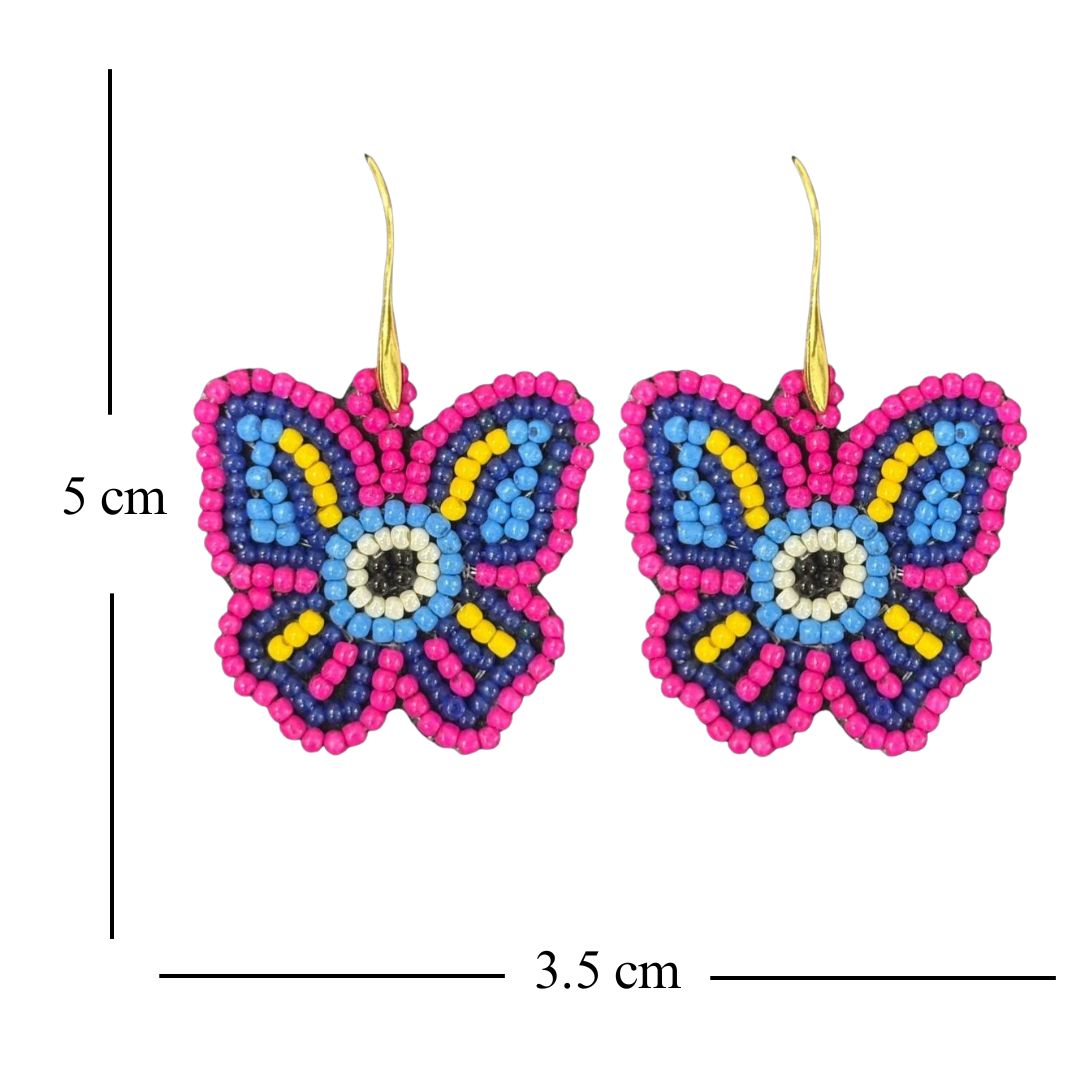 Multicolour Butterfly Seed Bead Earrings