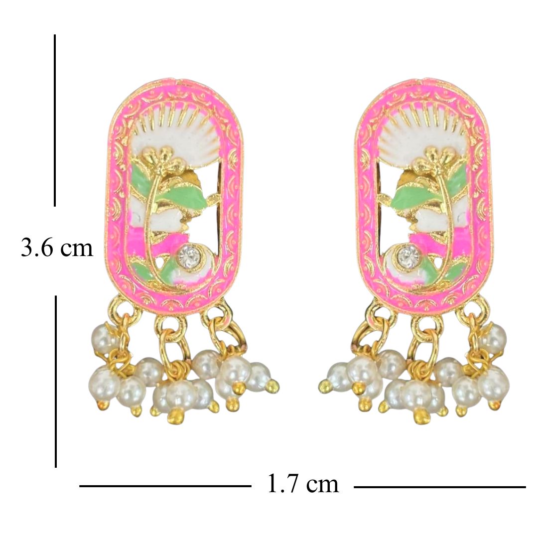 Gold-Plated Red Pearl Stud Earrings