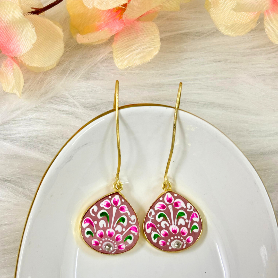 BDiva A Pop of Color Hand-Painted Enamel Drop 18K Gold Plated Earrings