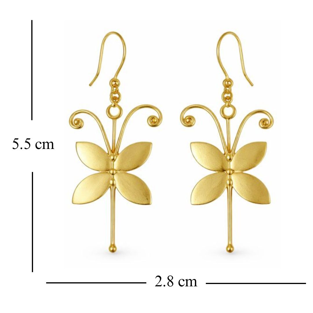 Gold-Plated Butterfly Hook Earrings