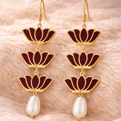 Gold Plated Lotus Earring