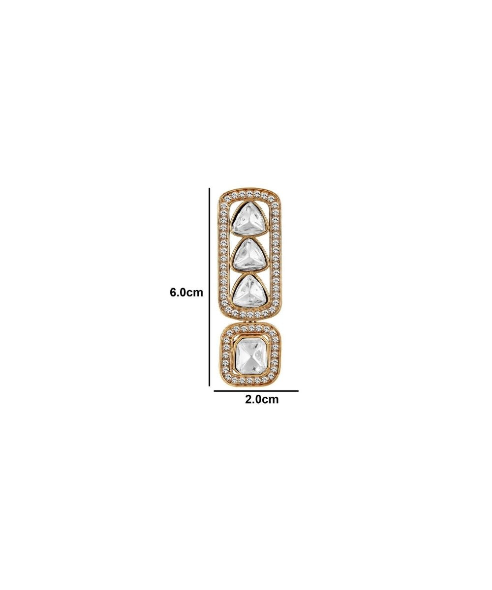 Gold Plated Kundan Drop Earrings