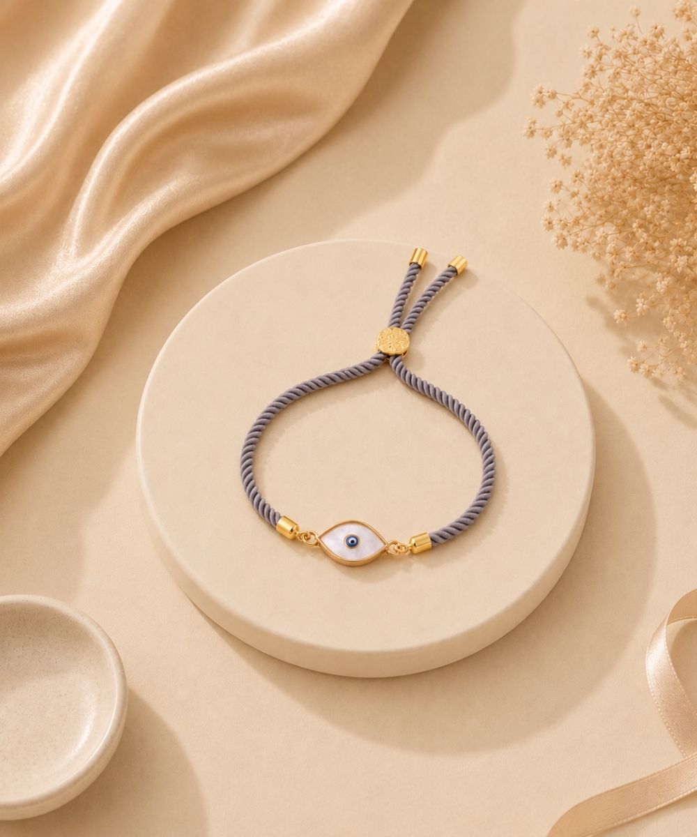 Gold-Plated Evil Eye Adjustable Bracelet