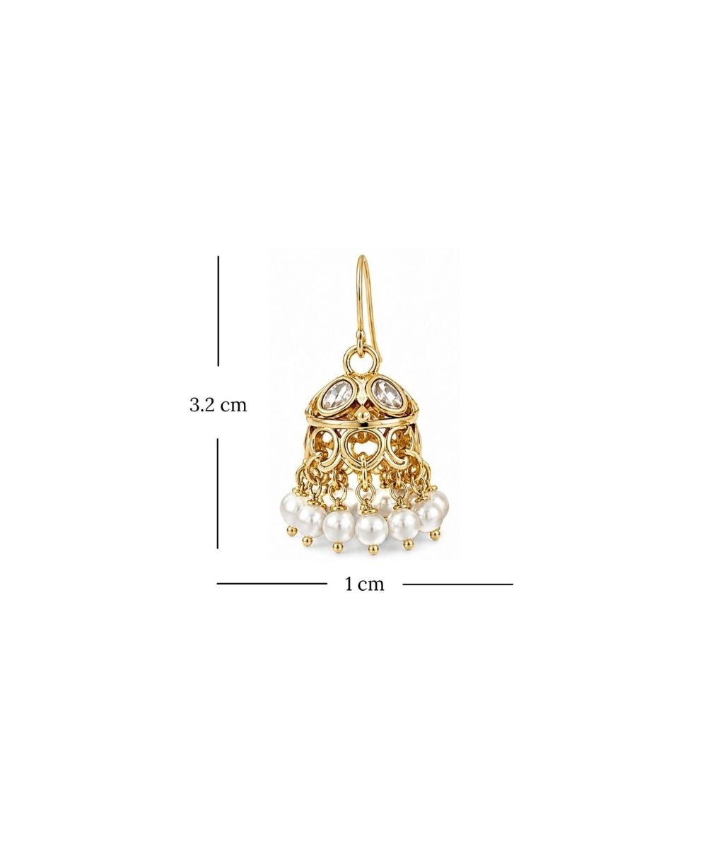 Gold Plated Kundan Pearl Jhumki Earrings