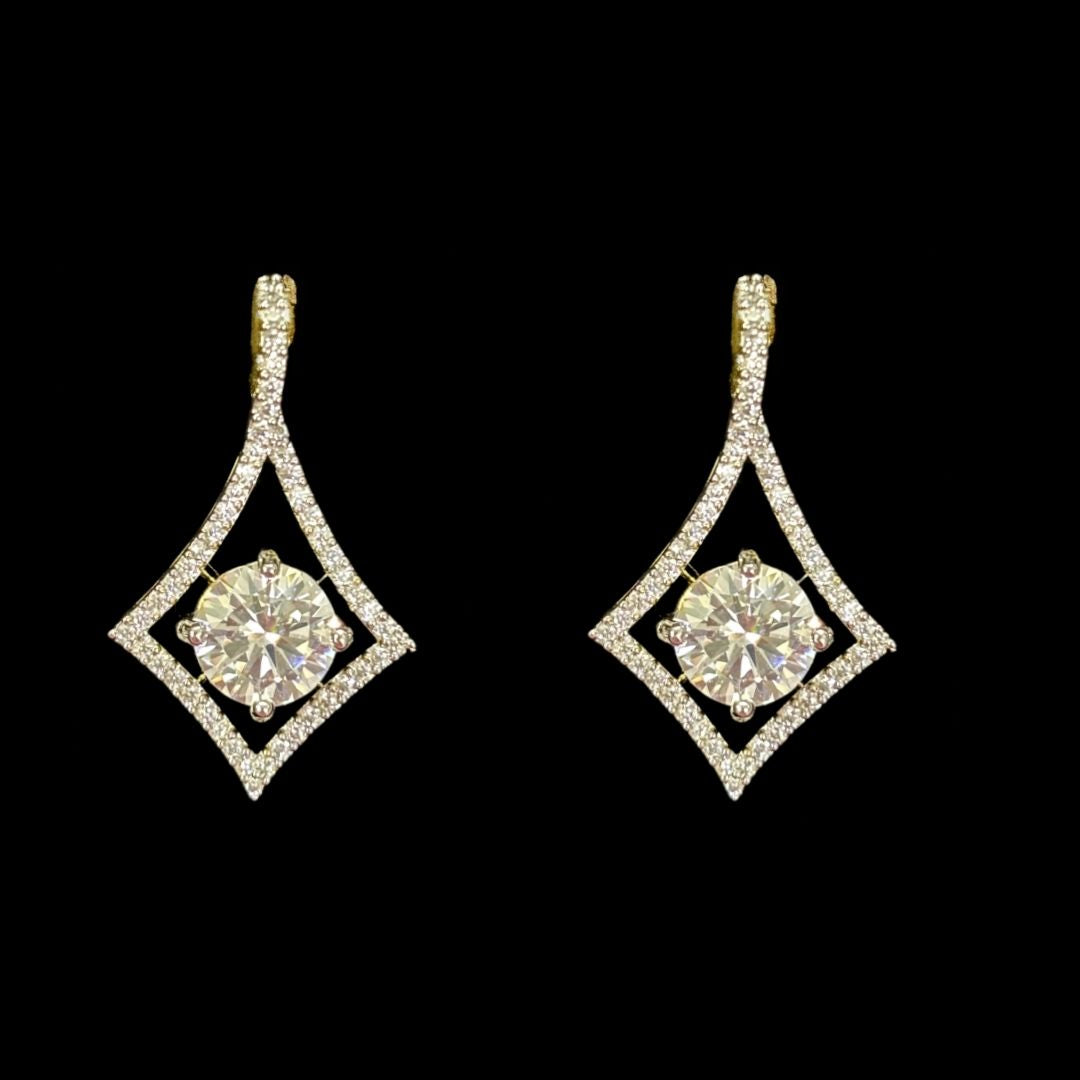 Gold Plated Halo Style Cubic Zirconia Pendant & Stud Earrings Set