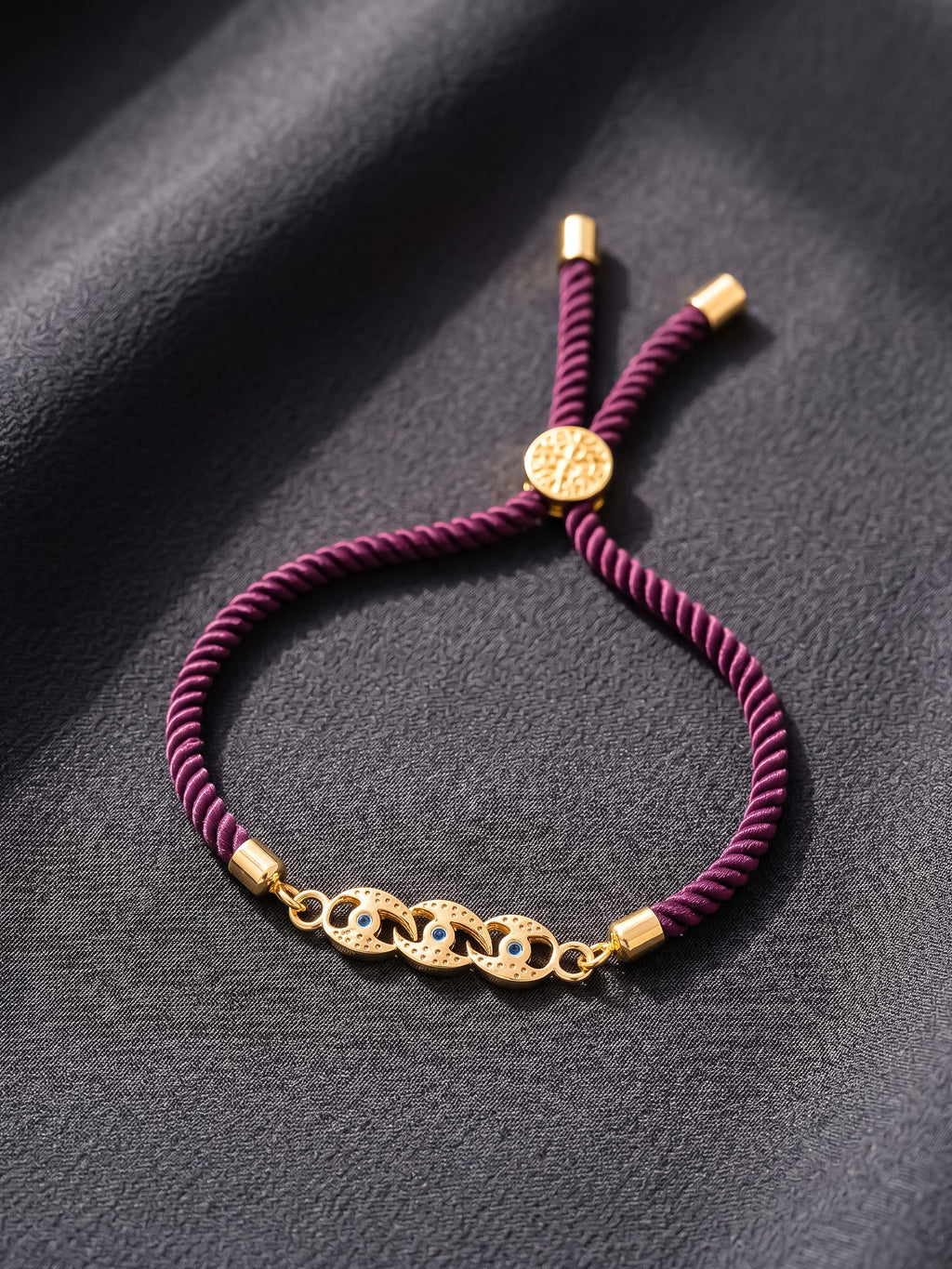 Adjustable Gold-Plated Evil Eye Bracelet