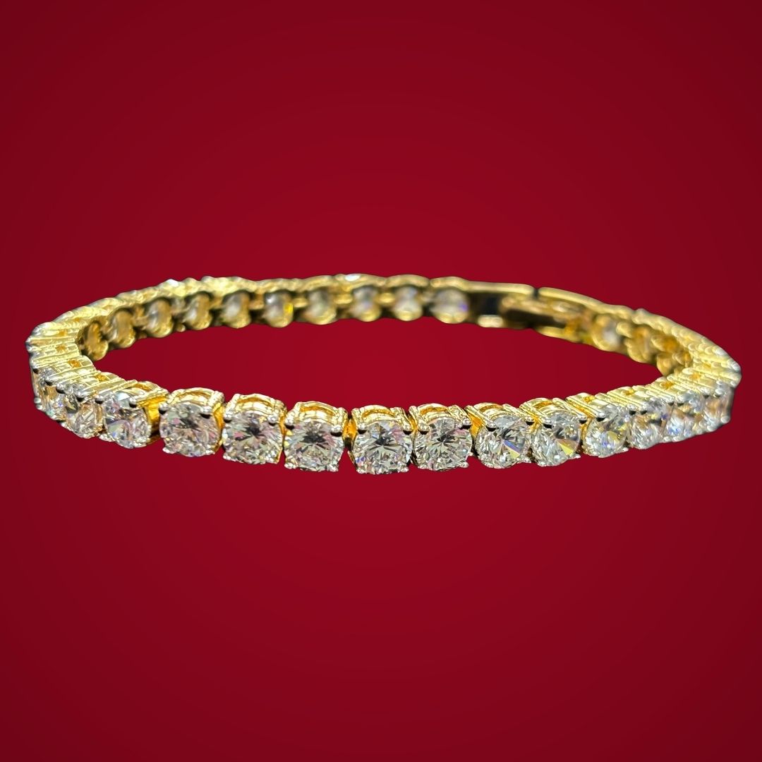 Radiant Elegance Gold-Plated Cubic Zirconia Tennis Bracelet – A Timeless Classic