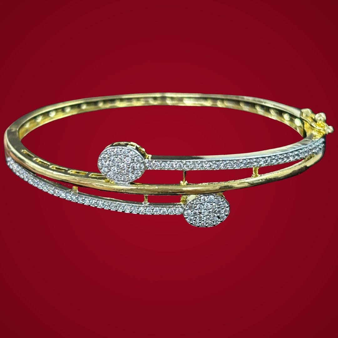 Eternal Glow Dual-Tone Cubic Zirconia Bangle – A Statement of Luxury & Style