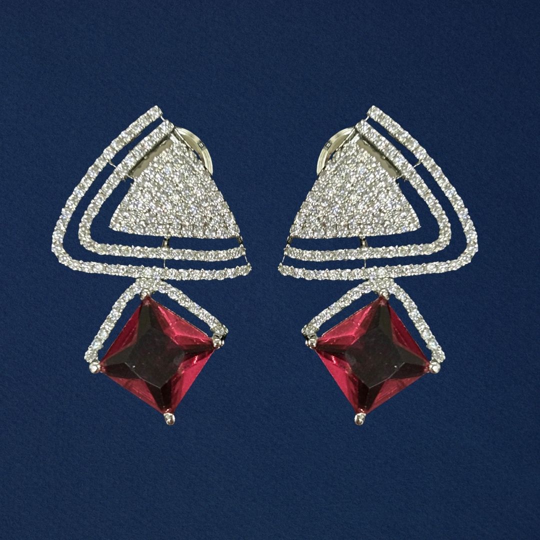 Red Ruby Luxe Statement Earrings – Bold, Glamorous & Unforgettable