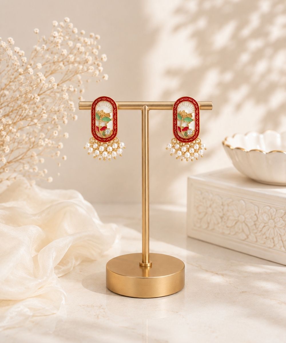 Gold-Plated Pink Pearl Stud Earrings