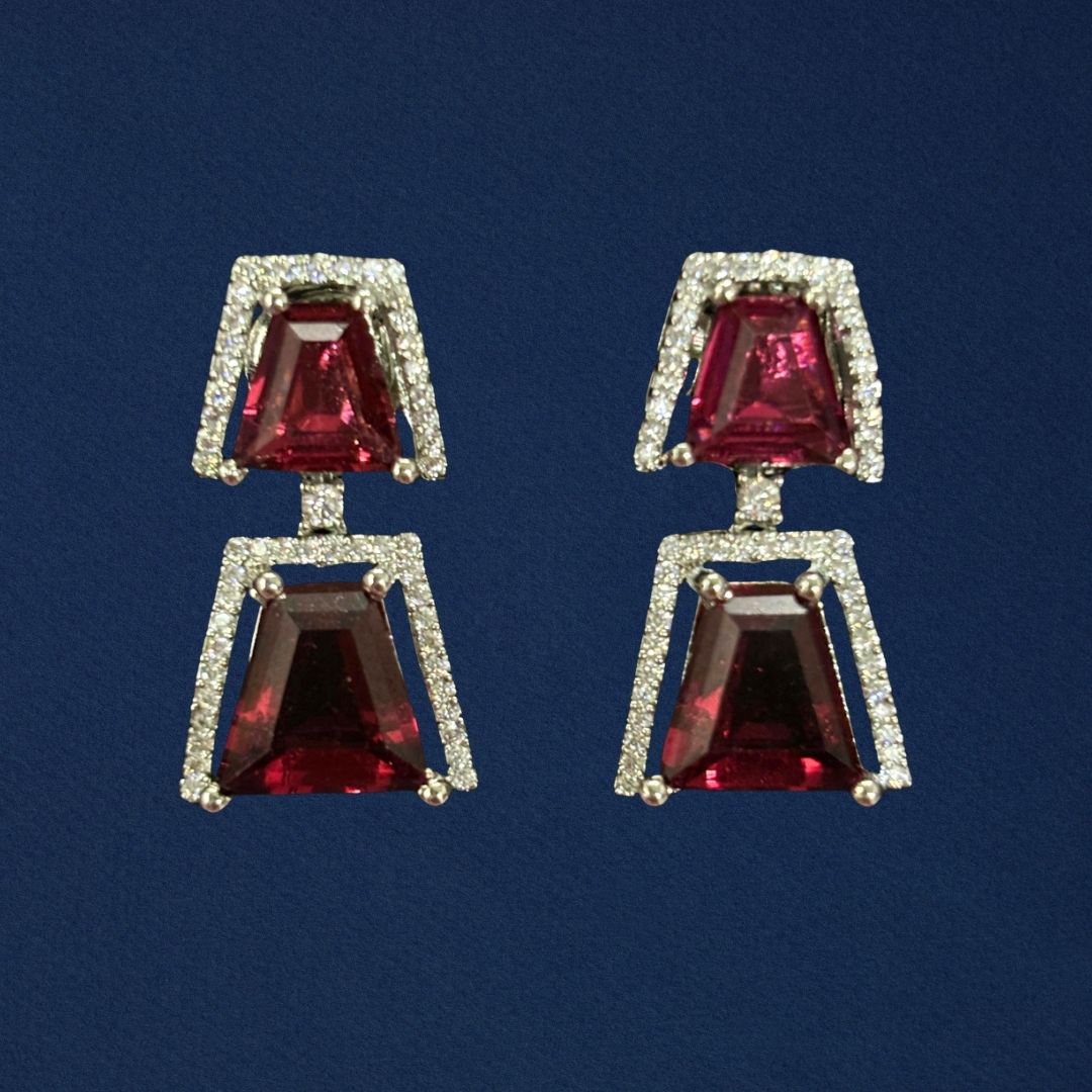 Gold Plated Regal Radiance Ruby Earrings