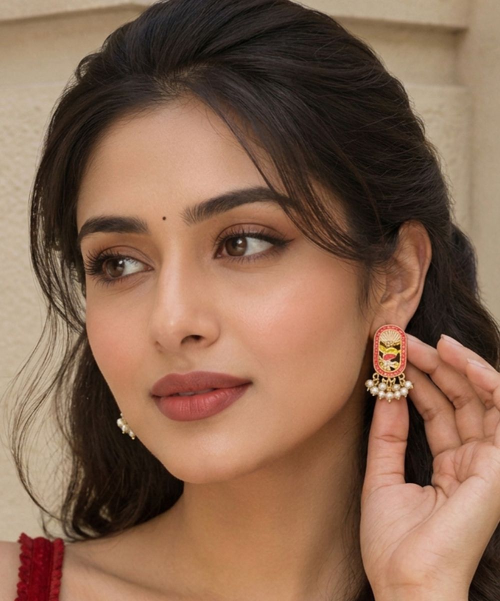 Gold-Plated Pink Pearl Stud Earrings