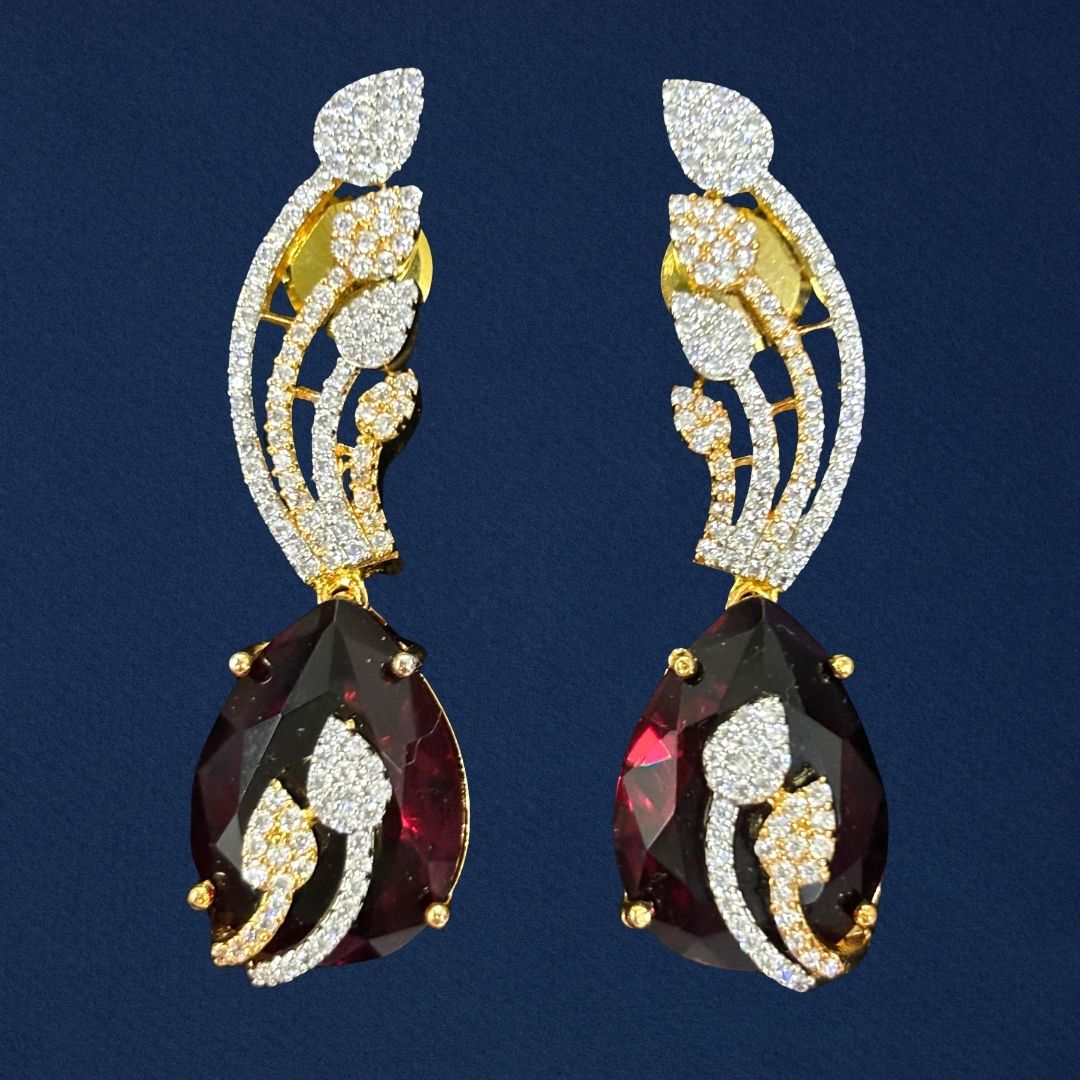 Gold Plated Ruby Earrings – A Symphony of Elegance & Glamour