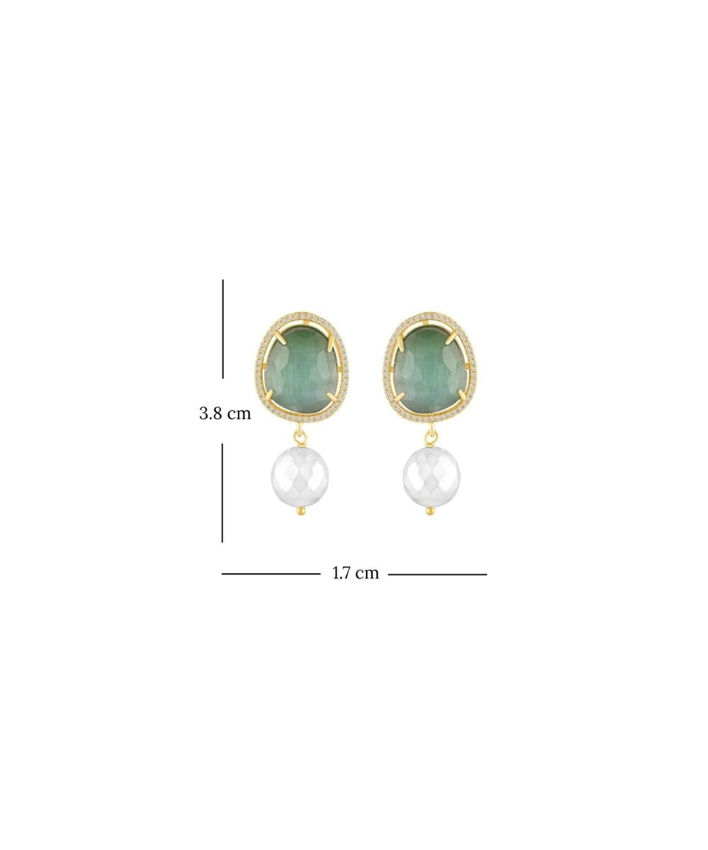 Gold Plated Emerald Stone Drop Earrings