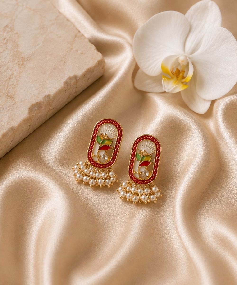 Gold-Plated Pink Pearl Stud Earrings